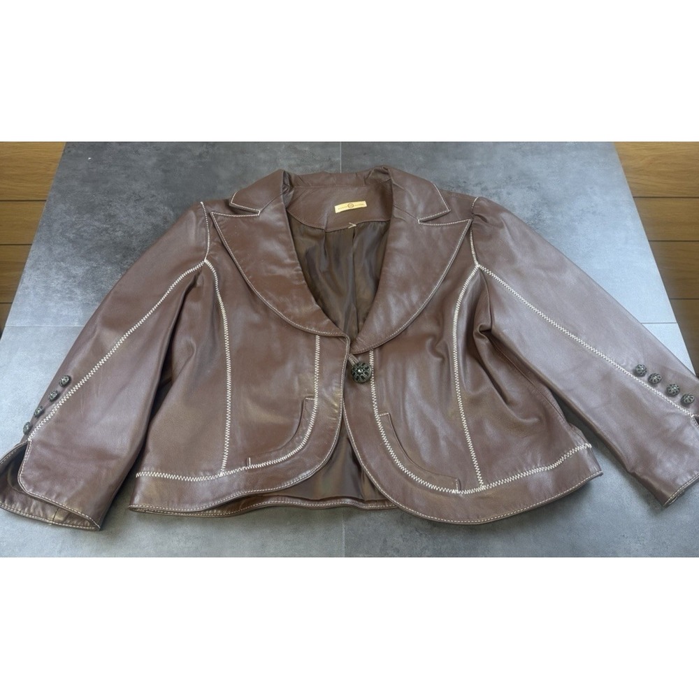 VTG Wilson's Leather Women's Chocolate Brown Bolero Cropped Blazer/Jacket Size L